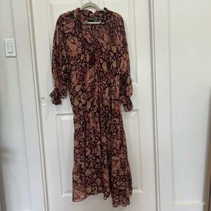 Maroon Paisley Tunic Maxi Dress